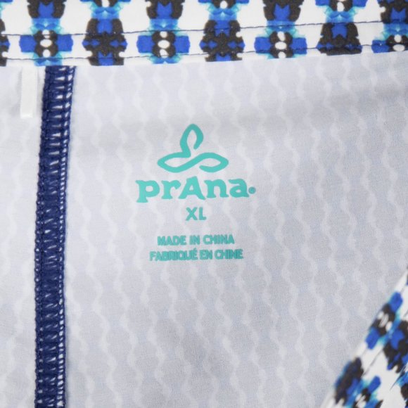 Prana Swim Trunks Mens Extra Large Blue White Geometric Unlined Swim Beach - Picture 9 of 9